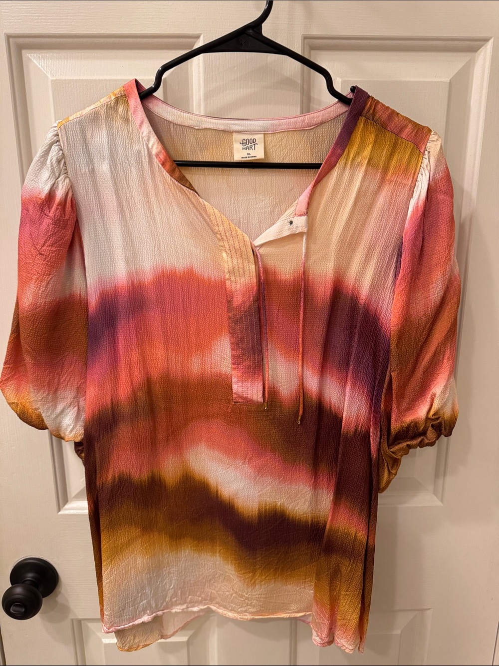 Pink Multi Tie-Dye V-Neck Blouse